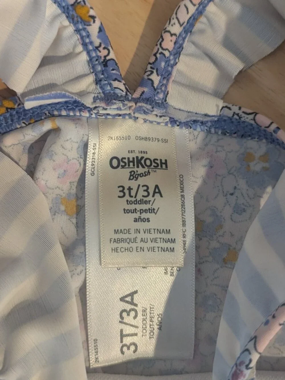 Oshkosh B'gosh Two Piece Tankini Floral Stripe Ruffle Bathing‎ Suit-Girls 3T